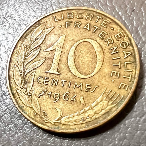 1964 French 10 centimes gold coin - Picture 4 of 5